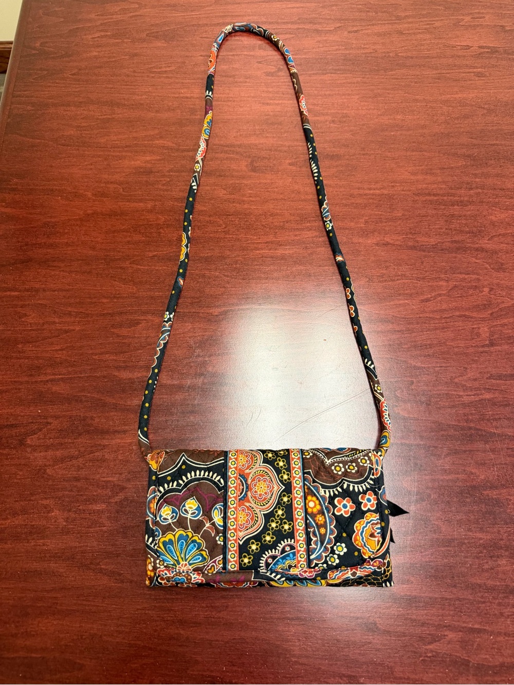 Vera Bradley Black and Brown Multicolor Quilted Paisley Crossbody